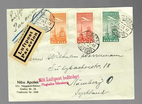 air mail Aalborg to Nürnberg: Mit Luftpost befördert, Flughafen Nürnberg 1934