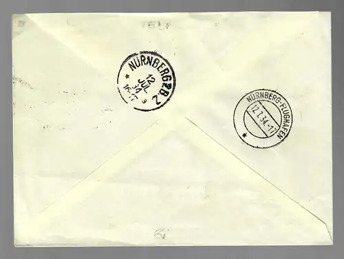 air mail Aalborg to Nürnberg: Mit Luftpost befördert, Flughafen Nürnberg 1934