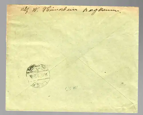 Inflation: lettre recommandée Bergkamen/Hamm vers la Frise orientale, numéro 336 A, MeF