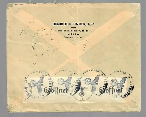 air mail Lisboa to Dresden 1940, OKW censorship, Alpecin