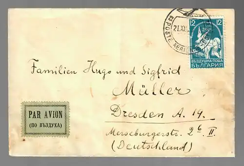 air mail Sofia to Dresden 1939, OKW centorship
