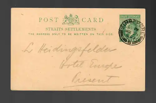 post card Singapore 1909