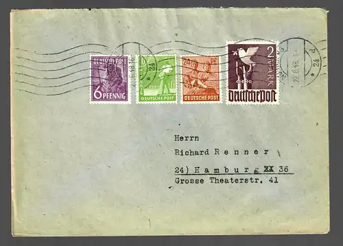 Brief 1948, Nürnberg nach Hamburg, 10fach Porto