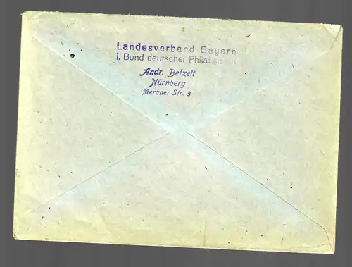 Lettre 1948, Nuremberg à Hambourg, 10 fois Porto