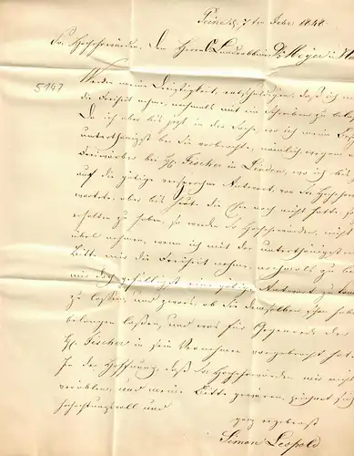 Lettre de Peine à Hanovre 1848.