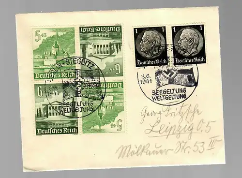 Brief Berlin Steglitz, Sonderstempel Seegeltung, Weltgeltung 1941