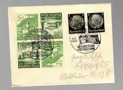 Lettre de Berlin Steglitz, Stampon spécial Seegelung, Weltgeltung 1941