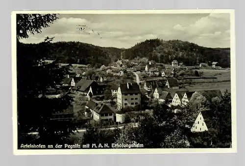 Carte de vue Artelsofen/Pegnitz: MAN Relgesheim, Bahnpost 1935