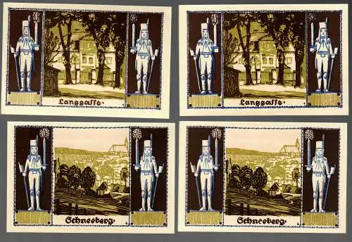 Edition d'urgence de la ville de Schneeberg/Langgasse 1921, 4 billets par 50 pfg