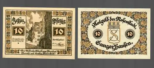 Edition d'urgence de la ville de Rosenstadt/Sangerhausen, 2 billets par 10 pfennig