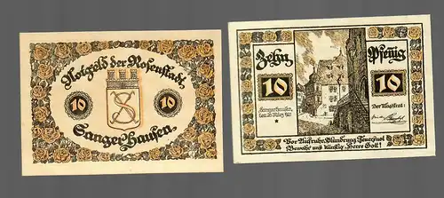 Notausgabe der Stadt Rosenstadt/Sangerhausen, 2 Scheine je 10 Pfennig