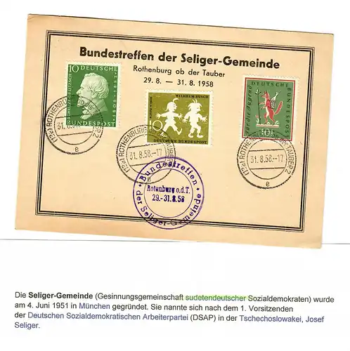 Réunion fédérale de la commune de Rothenburg ou Tauber, 1958 après Bamberg