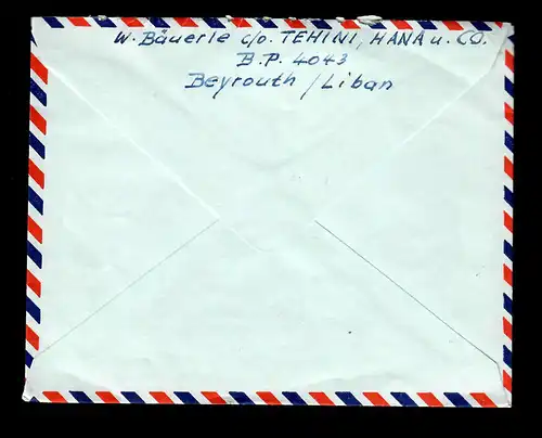 air mail 1957 Beyrouth vers Stuttgart