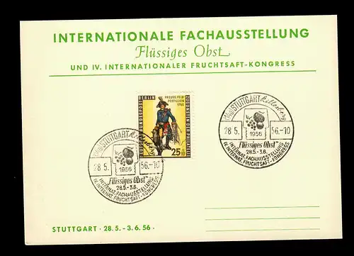 Exposition internationale des fruits liquides, jus de fruits, Stuttgart 1956
