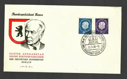 Président fédéral FDC Heuss 1959 Heibronn