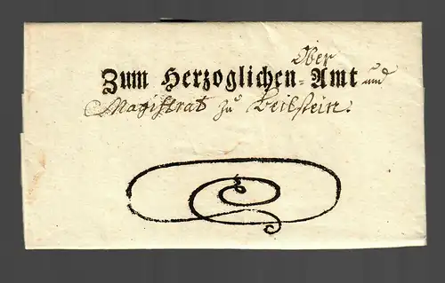 Stuttgart, 1783 Herzog zu Württemberg und Teck an Magistrat zu Beilstein