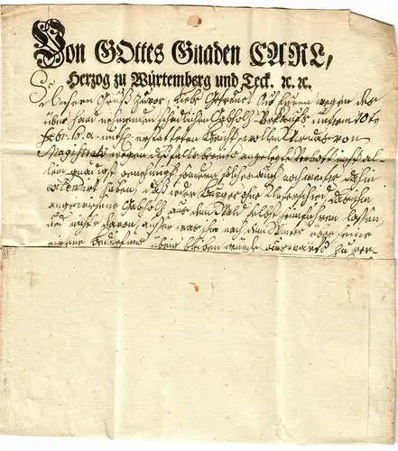 Stuttgart, 1783 Dukg zu Württemberg et Teck an Magistrat zu Leibstein