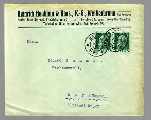 Bayreuth / Weißenbrunn/Kronach nach Hof 1913