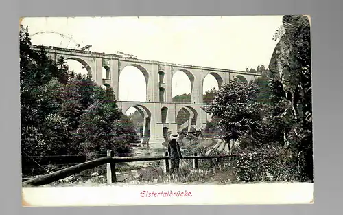 Ansichtskarte Elstertalbrücke, Bahnpost Gera-Weischlitz nach Zwickau