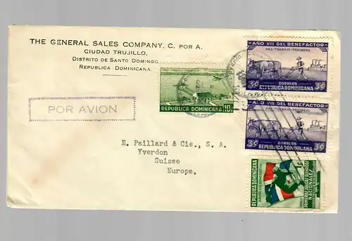 air mail Santo Domingo, Ciudad Trujillo to Yverdon/Switzerland