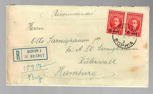 Registered Sofia to Hamburg 1926