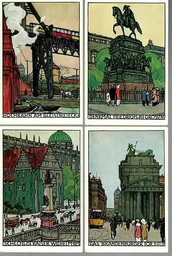 4x Carte Vue Conférence des enseignants Berlin 1912, Hochbahn, Château Kaiser Wilhelm