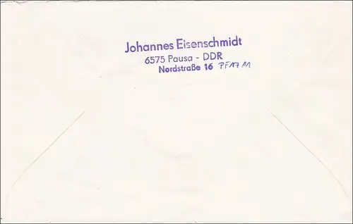 DDR:  1987: Einischreiben aus Zeulenroda nach Guxhagen - Ganzsache U6