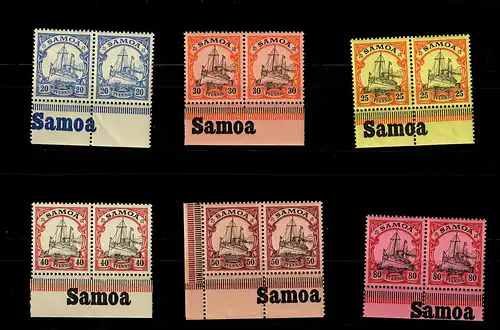 Samoa: MiNr. 10-15, Eck-/Unterrand mit Inschrift, postfrisch, **