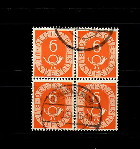 Bund: Posthorn Mi Nr. 126, Quadruple, cacheté 1954