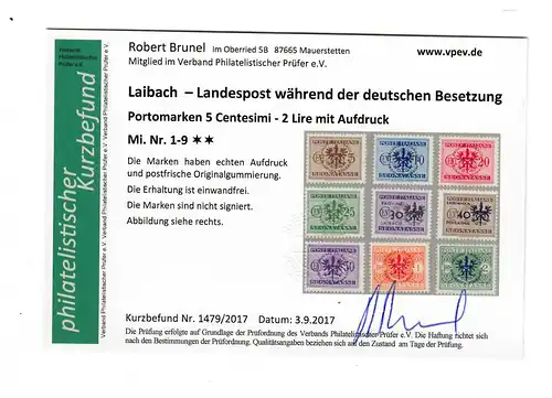 Laibach: MiNr. 1-9, postfrisch, **