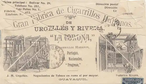 Peru 1896: Callao/Peru to Buenso Aires, fabrication de Cigarrillos Habanos