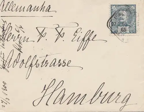 Portugal: 1900 Lettre à Hambourg. .
