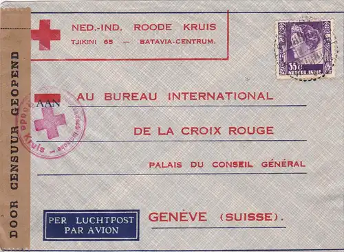 Poste aérien de la Hollande 1940 sur la Croix rouge - censure