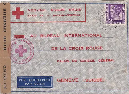 Luftpost von Holland 1940 zum roten Kreuz - Zensur