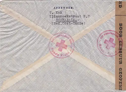 Pays-Bas Aéroport de la Croix-Rouge à Genève avec censure 1940