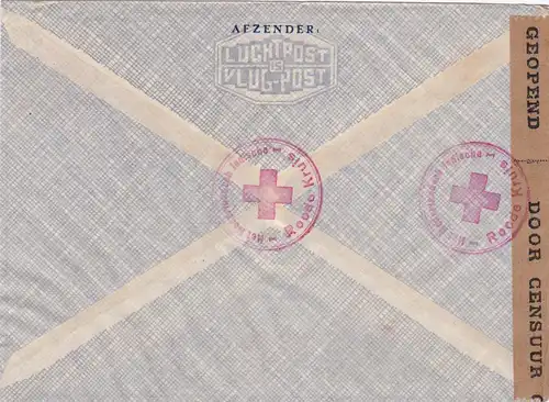 Pays-Bas Aéroport de la Croix-Rouge à Genève avec censure 1940