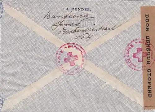 Niederlande Luftpost Rotes Kreuz nach Genf mit Zensur 1940