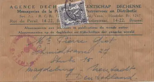 Belgien: 1943: Streifband to Germany, Censorship