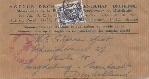 Belgique: 1943: Streifband to Germany, Censorship