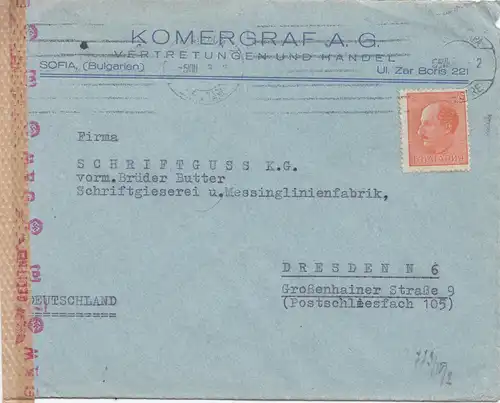 Bulgarie 1943: Lettre de Sofia à Dresde - OCW censure