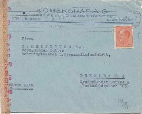 Bulgarie 1943: Lettre de Sofia à Dresde - OCW censure