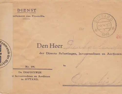 1940: Dienst Departement van Financien Sittard /OKW Zensur