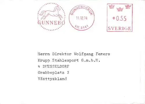 1974: Schweden-Gunnebobruk - Pferd im Freistempel