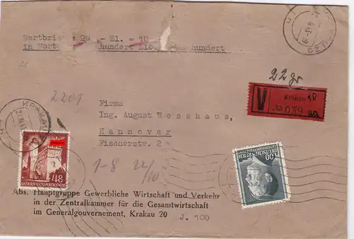 GG: Lettre de valeur Cracovie 20, groupe principal économie, grands sceaux