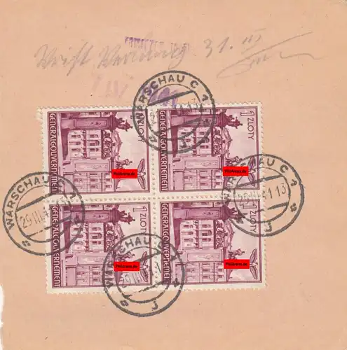 Carte de colis intérieur GG NN Varsovie-Cracovie, formulaire rare, timbre du facteur