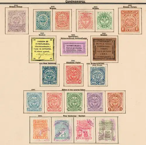 Columbia 1859-1908: nearly complete, Value letter-insurance-stamps, o/*