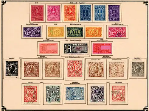 Columbia 1859-1908: nearly complete, Value letter-insurance-stamps, o/*