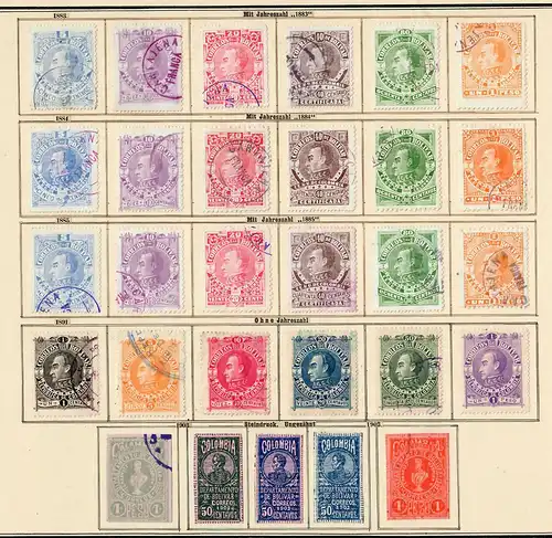 Columbia 1859-1908: nearly complete, Value letter-insurance-stamps, o/*