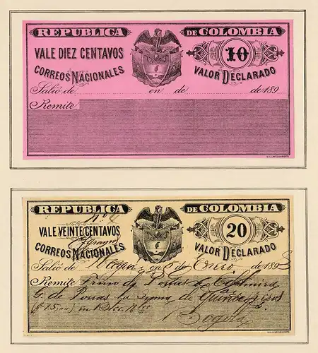 Columbia 1859-1908: nearly complete, Value letter-insurance-stamps, o/*