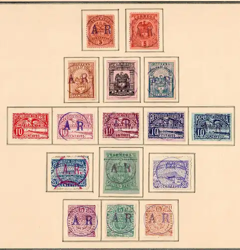 Columbia 1859-1908: nearly complete, Value letter-insurance-stamps, o/*